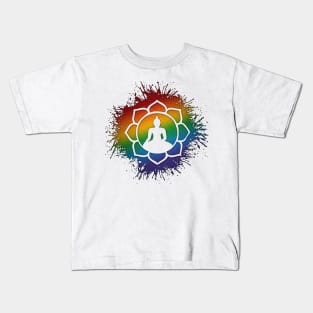 Paint Splatter LGBTQ Pride Rainbow Lotus Symbol Kids T-Shirt